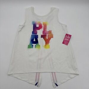 New Lucky In Love Girls Large 10-12 Tie Back Tank Shirt Tennis Golf New With Tag